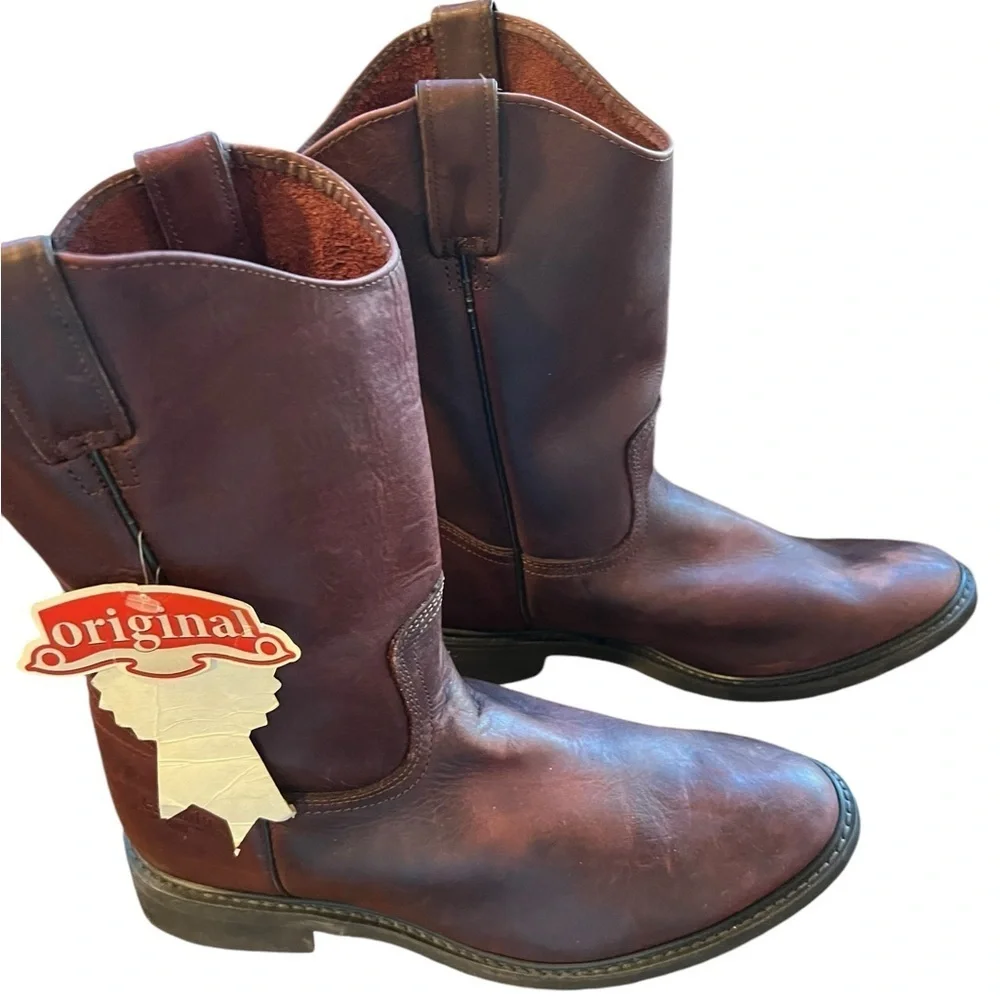 MENS authentic LEATHER roper pull on Establo WORK boots for men New with tag